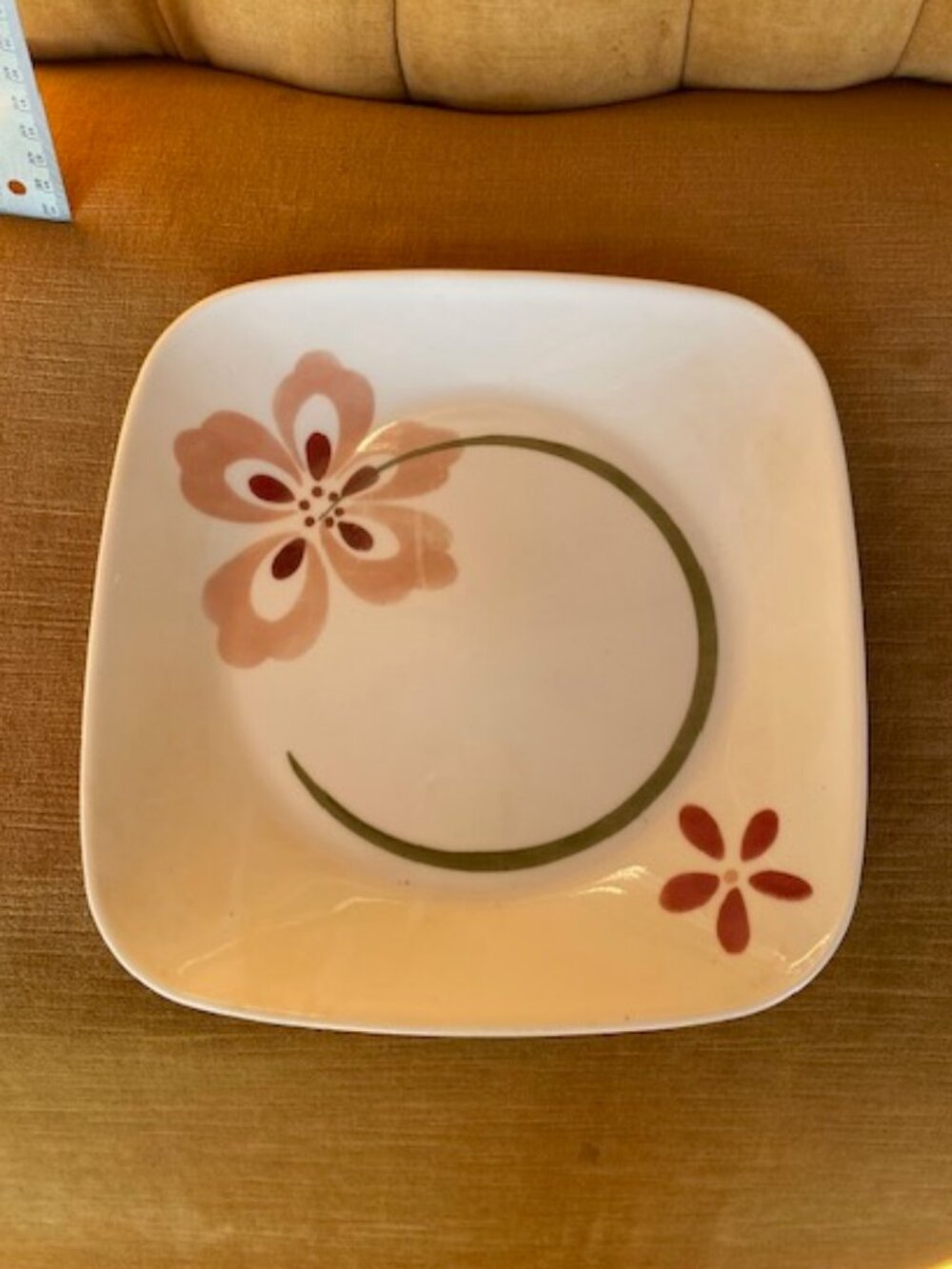Corning Corelle Square Pretty Pink Flower 9" Dinner Plate Dish